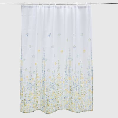 Cortina de baño Microfibra Flores Amarillas1