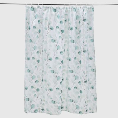 Cortina de baño waffle hojas verdes