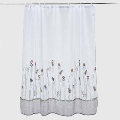 CORTINA DE BAÑO POLIESTER Plumas2