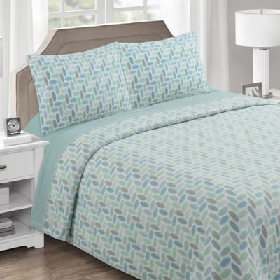 Sábana Polar Estampada Turquesa 1.5 Plazas1