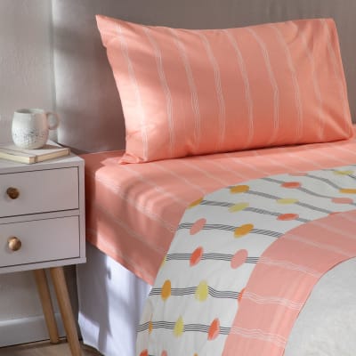 Sábana Zarina estampada 1P círculos rosada1