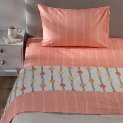 Sábana Zarina Estampada 1.5 P Círculos rosada