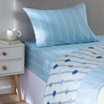 Sábana Zarina estampada 1P círculos celeste1