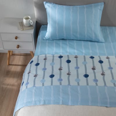 Sábana Zarina Estampada 1.5 P círculos celeste