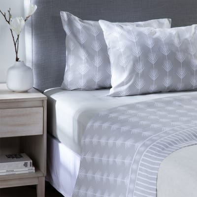 Sábana Zarina estampada 2P Hojas grises1