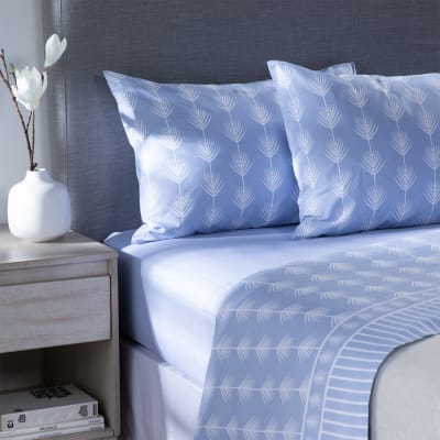 Sábana Zarina Estampada 2P Hojas Azul