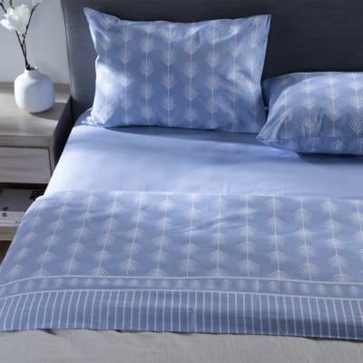 Sábana Zarina estampada 2.5P Hojas Azul