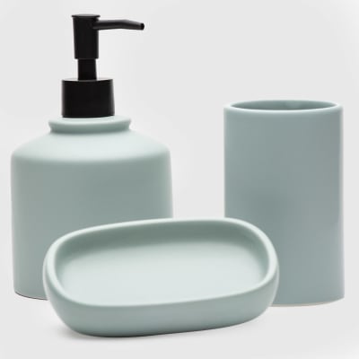 Set de baño de 3 piezas cerámica celeste agua1