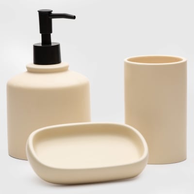 Set de baño de 3 piezas cerámica amarillo claro1