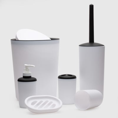 Set de baño de 6 piezas PVC blanco1