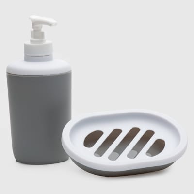 Set de baño de 6 piezas PVC gris