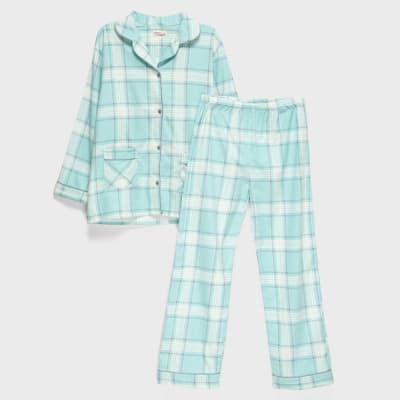 Pijama mujer franela T/M Rosado/Turquesa1