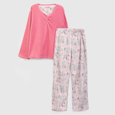 Pijama polar estampado fucsia