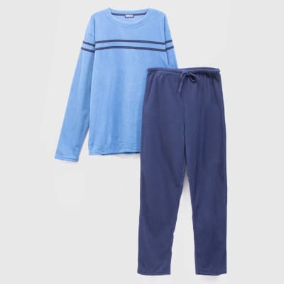 Pijama hombre polar azul3