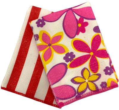 Set 2 paño cocina microfibra fucsia