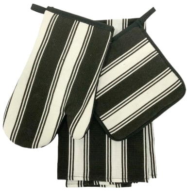 Set 3 Cocina Toma Olla Líneas Negras