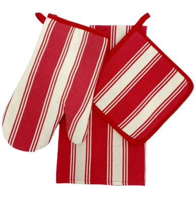 Set 3 Cocina Toma Olla Líneas Rojas