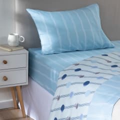 Sábana Zarina estampada 1P círculos celeste
