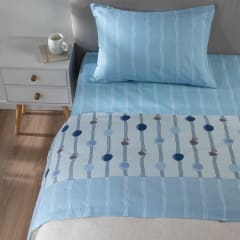 Sábana Zarina Estampada 1.5 P círculos celeste