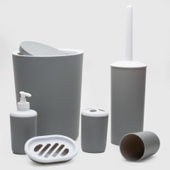 Set de baño de 6 piezas PVC gris