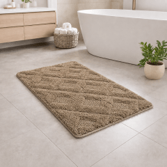 ALFOMBRA DE BAÑO ROMBOS CAFÉ