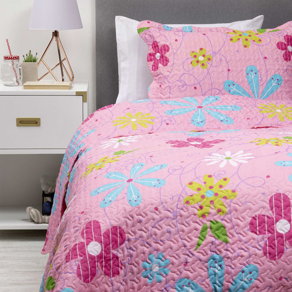 Cubrecama Estampado Rosado 1 P | OhZar