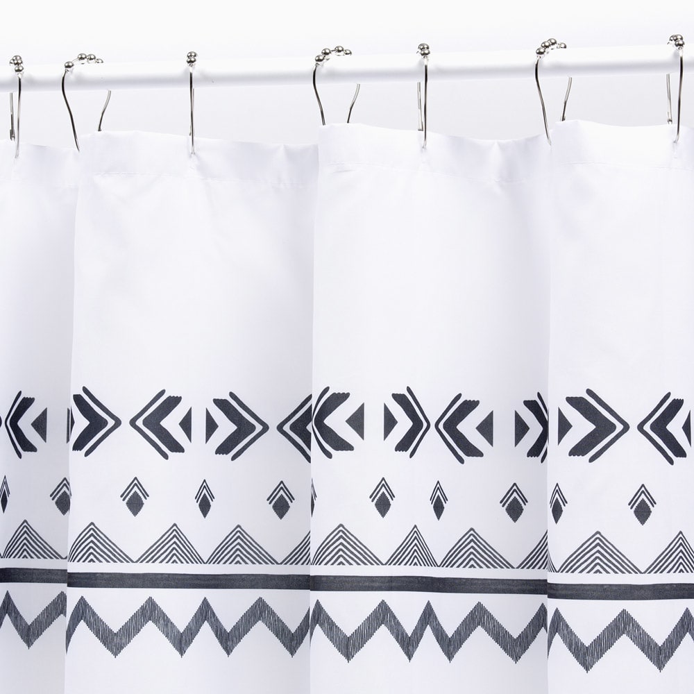 Set Cortina y Piso de Baño Blanco y Negro | OhZar