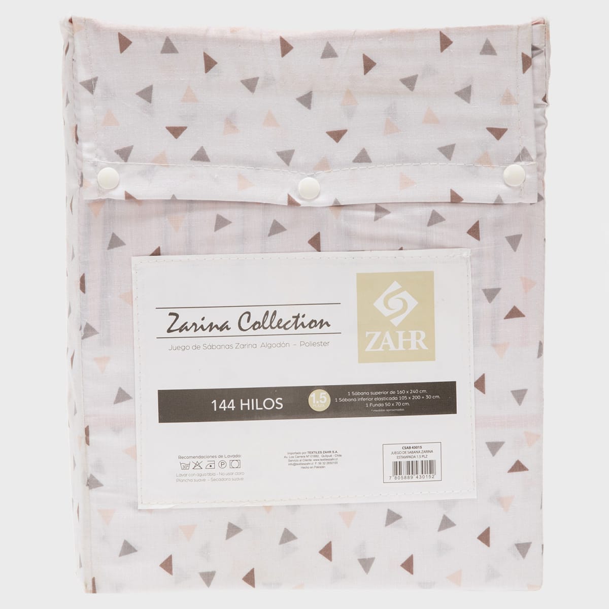 Sábana Zarina estampada 1P triángulos rosada3