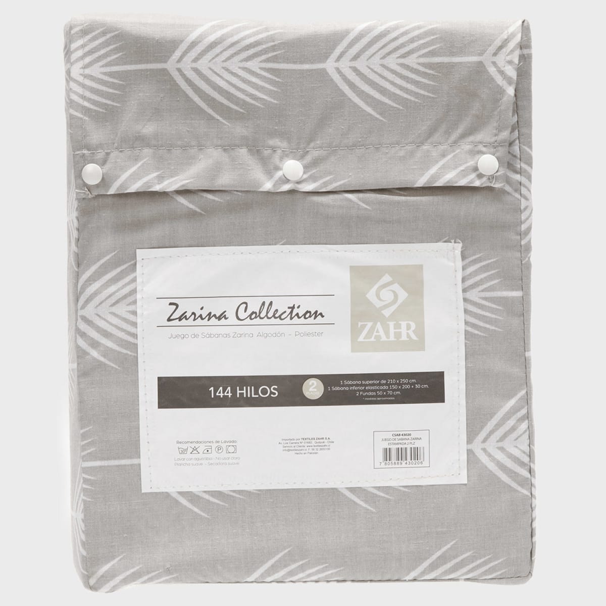 Sábana Zarina Estampada 2.5P Hojas grises4
