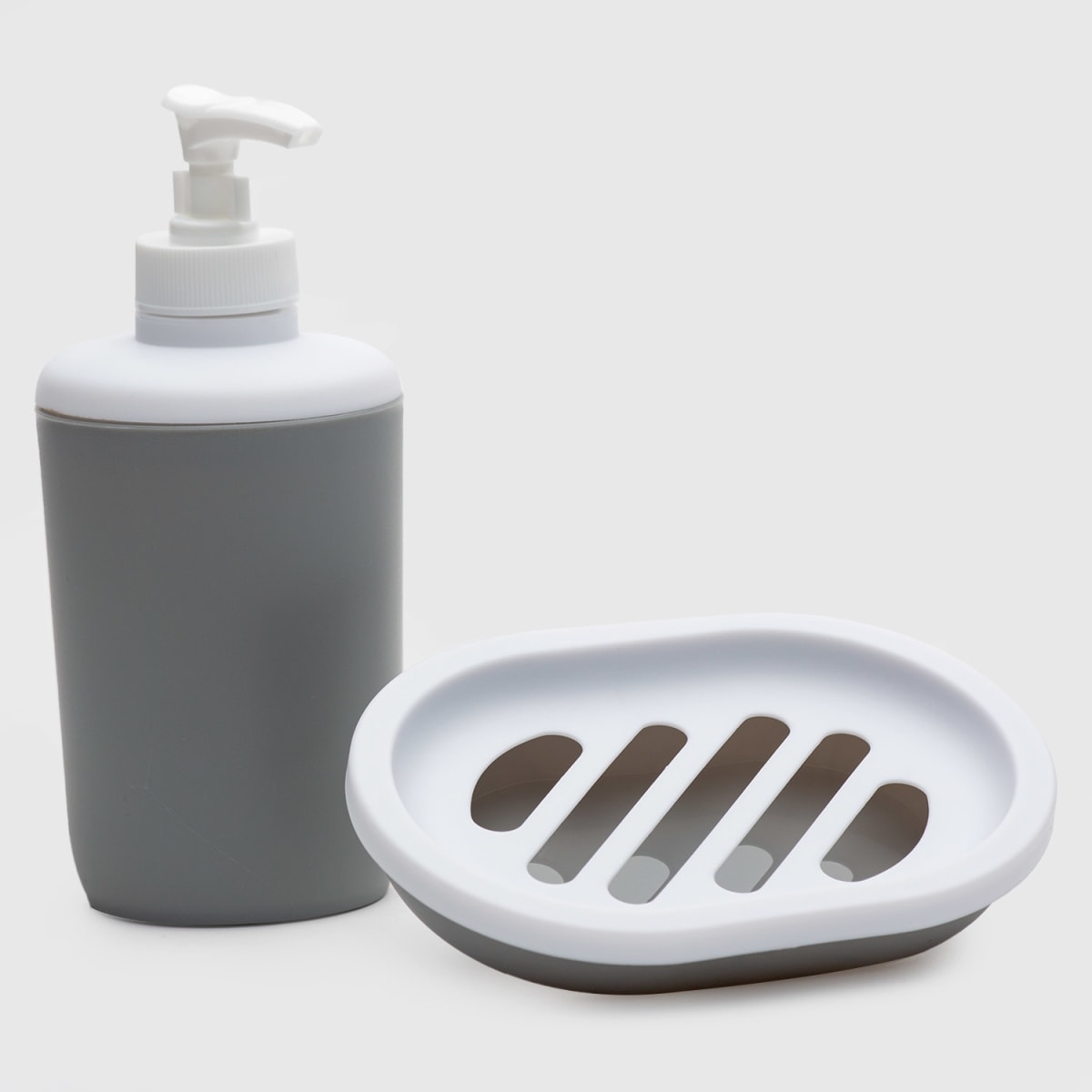 Set de baño de 6 piezas PVC gris2