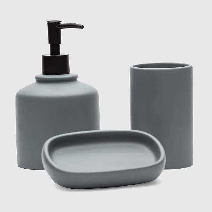 SET DE BAÑO 3 PIEZAS CERÁMICA GRIS1