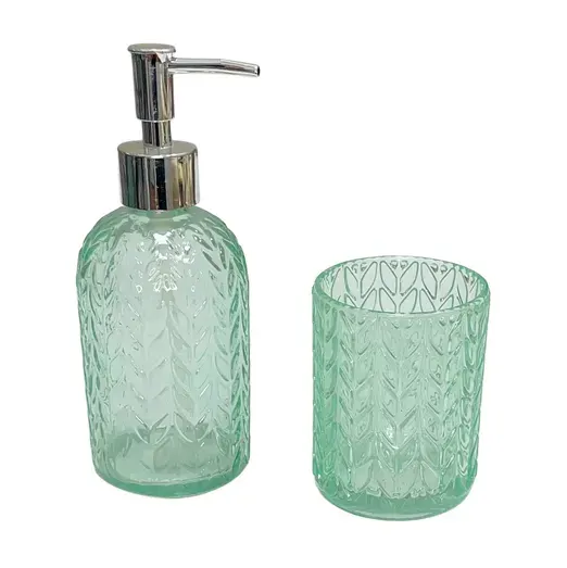 SET DE BAÑO 2 PIEZAS VIDRIO VERDE3