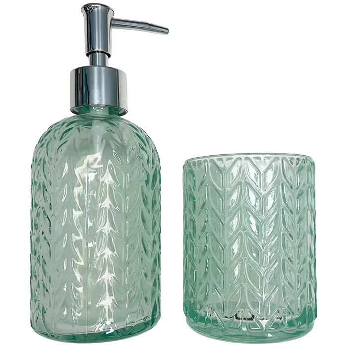 SET DE BAÑO 2 PIEZAS VIDRIO VERDE2