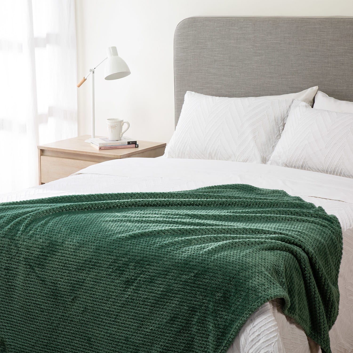 Manta Jacquard boucle verde