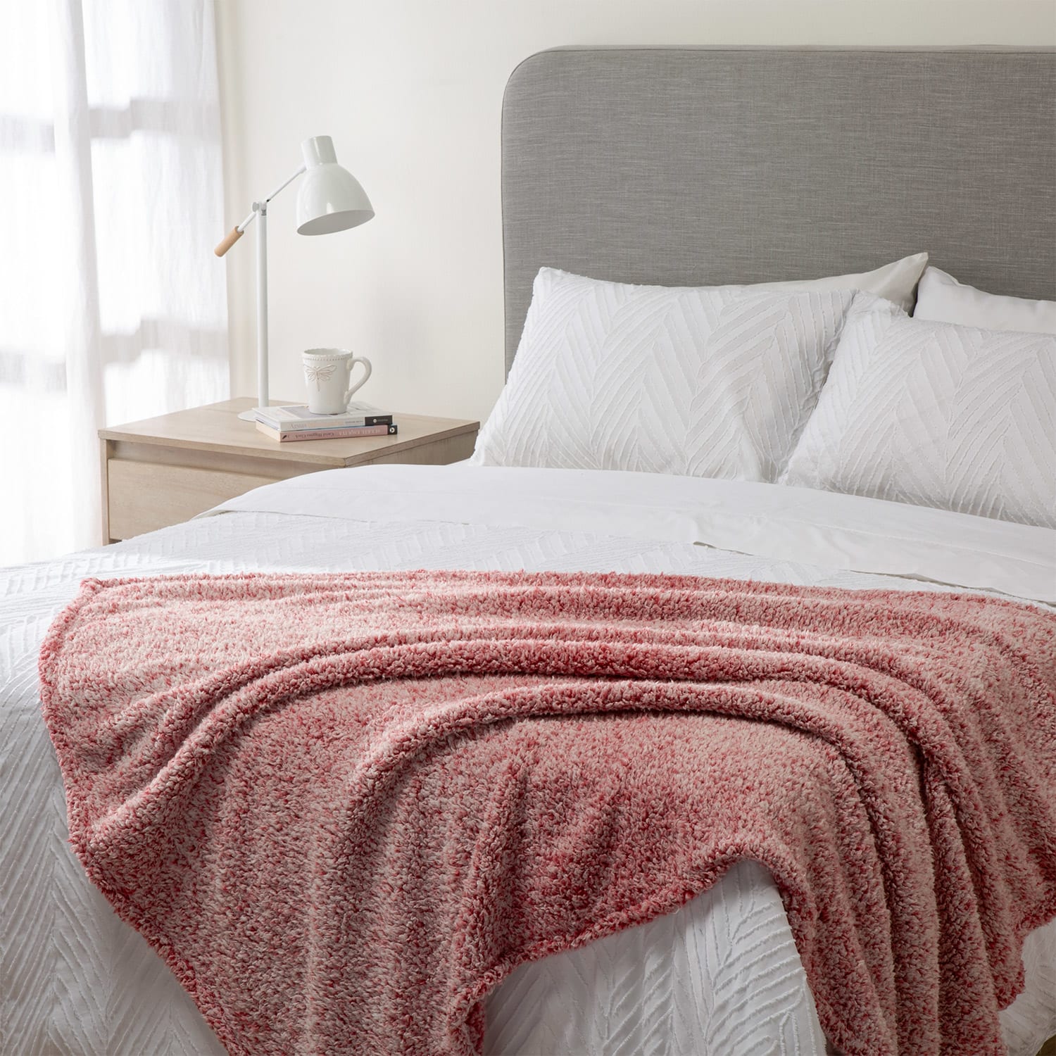 Manta Sherpa estampada roja