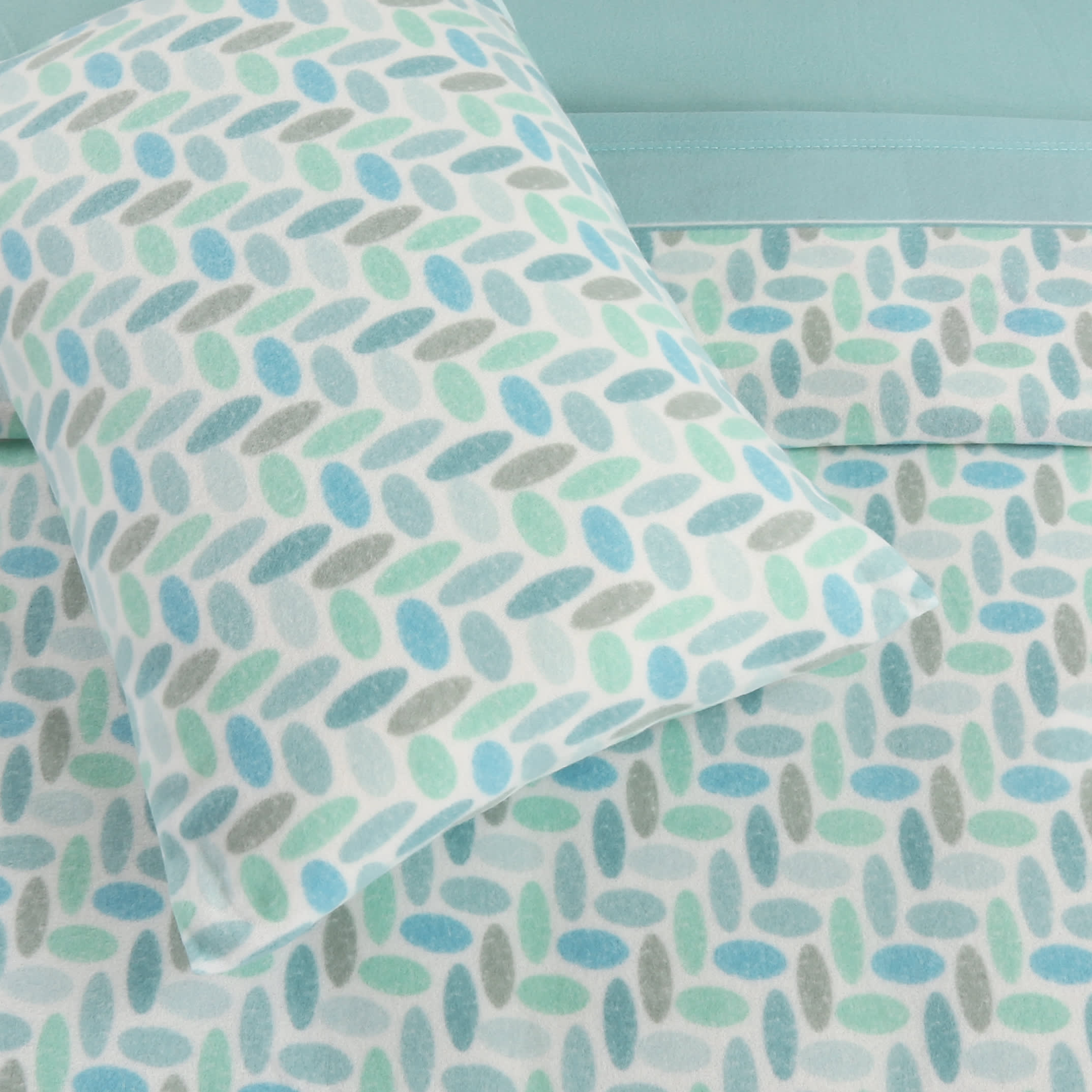 Sábana Polar Estampada Turquesa 1 Plaza