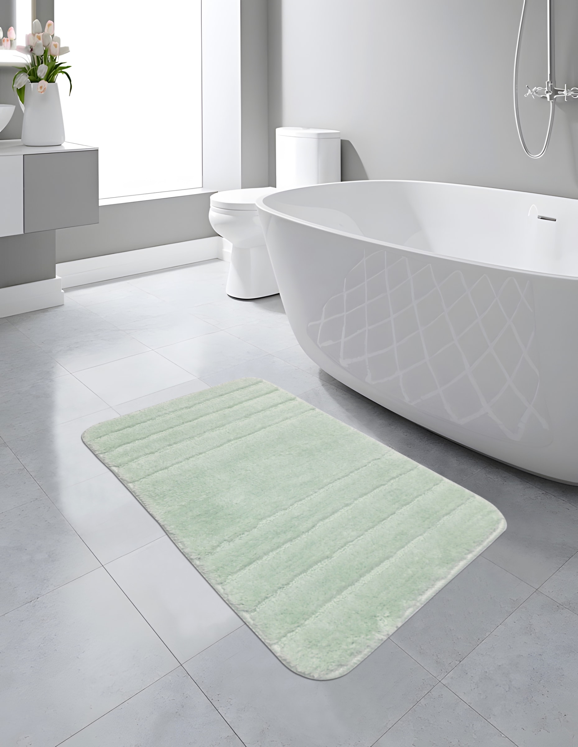 Piso de baño líneas turquesa