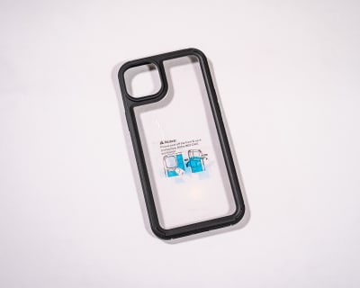 TRANSPARENTE + BORDE COLOR REFORZADA NEGRO IPHONE 14 PLUS