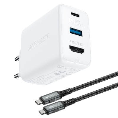 ENCHUFE 65W GaN HDMI A TV, 1USB-C(60W) + 1USB-A(5W) (A17)