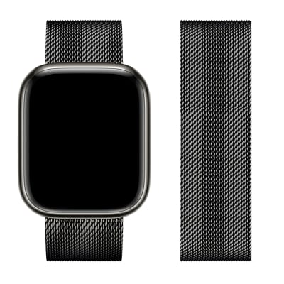 CORREA ACERO TIPO PULSERA CON IMÁN NEGRO 42/44/45/49MM (WA03)