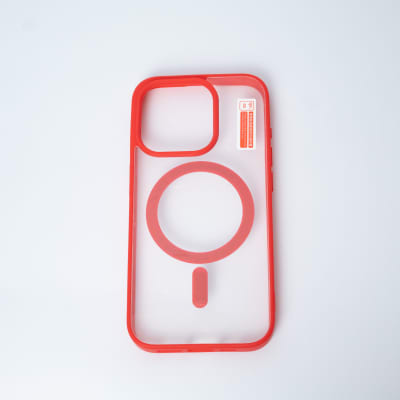 CARCASA TRANSPARENTE TPU + BORDE ROJO IPHONE 15 PRO MAX