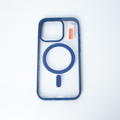 CARCASA TRANSPARENTE TPU + BORDE AZUL IPHONE 15 PRO MAX