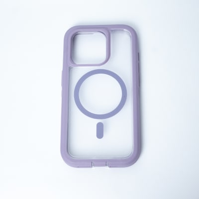 ANTIGOLPES MAGSAFE IPHONE 14 PRO MAX TRANSPARENTE BORDE LILA