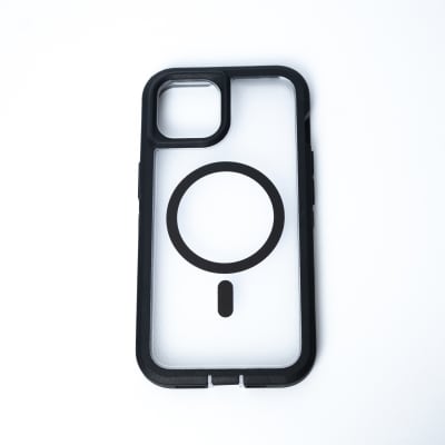 ANTIGOLPES MAGSAFE IPHONE 15 PRO MAX TRANSPARENTE BORDE NEGRO