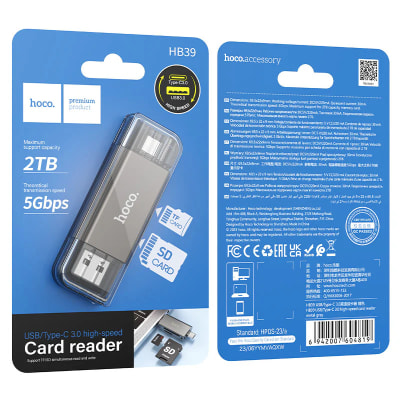LECTOR DE MEMORIA SD Y MICRO SD CON USB C Y A HB39