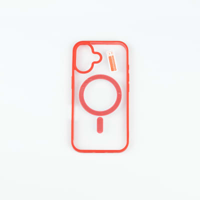 CARCASA TRANSPARENTE TPU + BORDE ROJO IPHONE 16