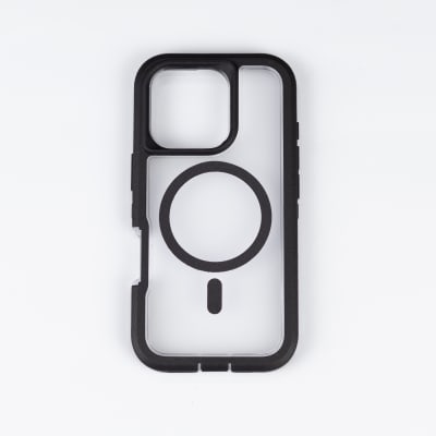 ANTIGOLPES MAGSAFE IPHONE 16 PRO TRANSPARENTE BORDE NEGRO