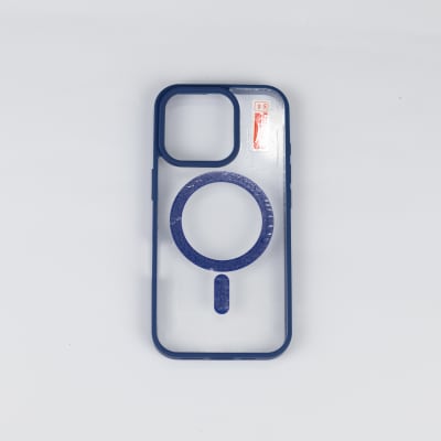 CARCASA TRANSPARENTE TPU + BORDE AZUL IPHONE 16 PRO MAX