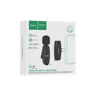 MICROFONO BLUETOOTH USB-C NEGRO, BATERIA 6 HORAS (L15)