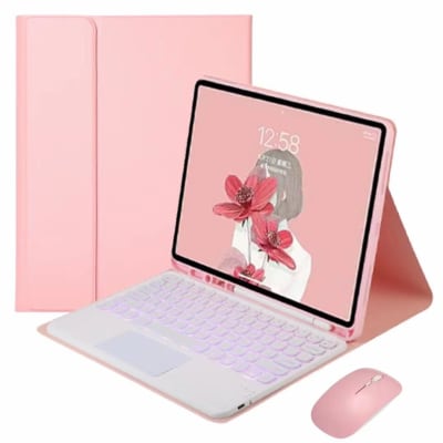 CARCASA IPAD CON TECLADO, CON LUZ, ROSADO IPAD PRO 11 M1